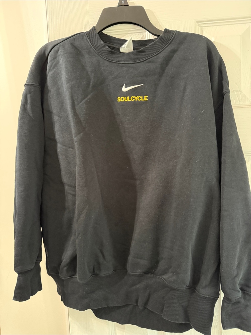 Nike Black Crewneck Sweatshirt with Yellow SOULCYCLE Logo